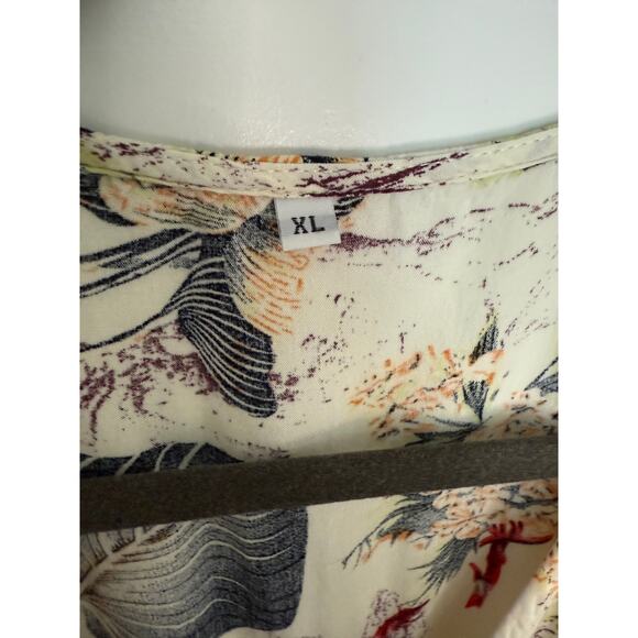 Floral Button Front Maxi Dress Women’s XL Short Sleeve Lined Boho Summer Outfit - Picture 7 of 7